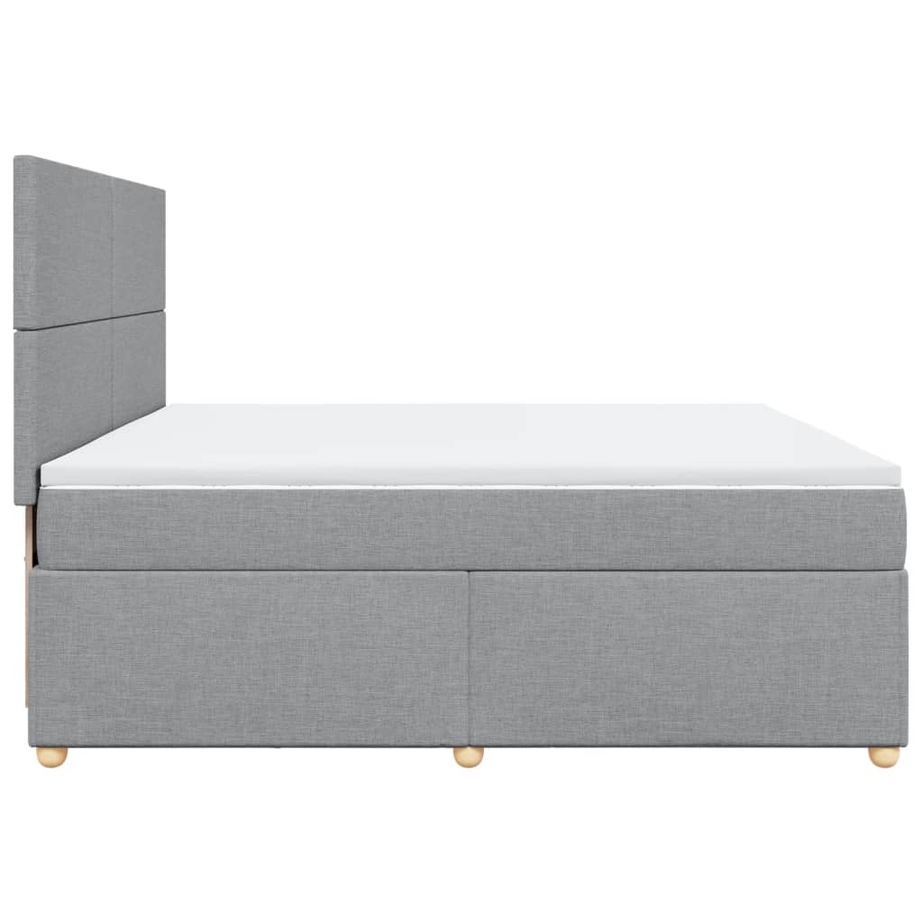vidaXL Κρεβάτι Boxspring με Στρώμα Ανοιχτό Γκρι 200x200 εκ. Υφασμάτινο