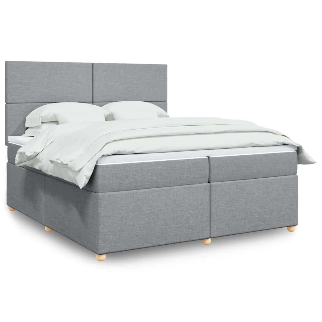 vidaXL Κρεβάτι Boxspring με Στρώμα Ανοιχτό Γκρι 200x200 εκ. Υφασμάτινο