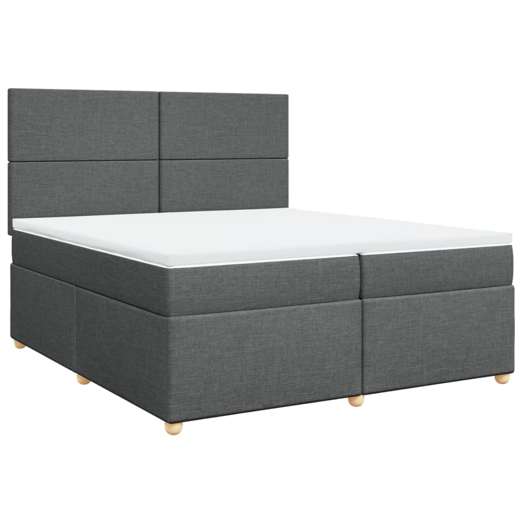 vidaXL Κρεβάτι Boxspring με Στρώμα Σκούρο Γκρι 200x200 εκ. Υφασμάτινο