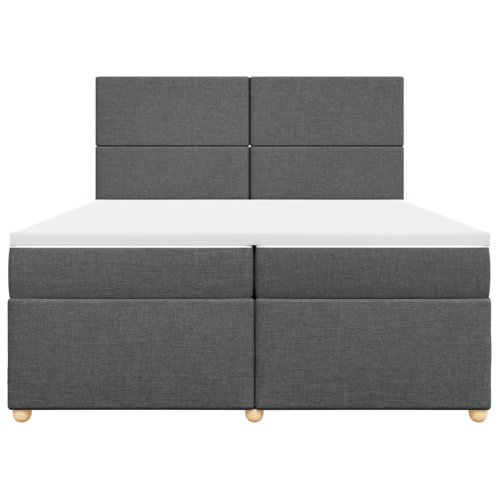 vidaXL Κρεβάτι Boxspring με Στρώμα Σκούρο Γκρι 200x200 εκ. Υφασμάτινο