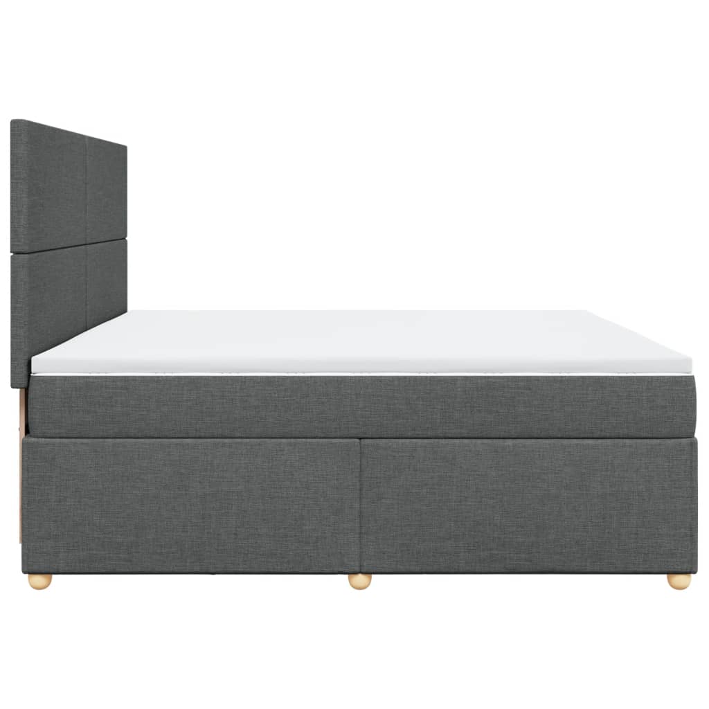 vidaXL Κρεβάτι Boxspring με Στρώμα Σκούρο Γκρι 200x200 εκ. Υφασμάτινο