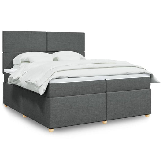 vidaXL Κρεβάτι Boxspring με Στρώμα Σκούρο Γκρι 200x200 εκ. Υφασμάτινο