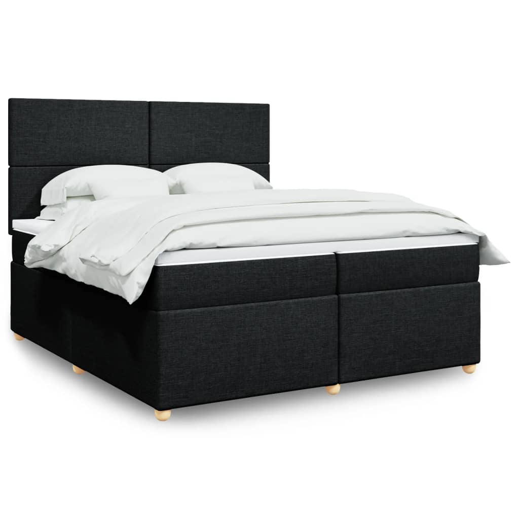 vidaXL Κρεβάτι Boxspring με Στρώμα Μαύρο 200x200 εκ. Υφασμάτινο