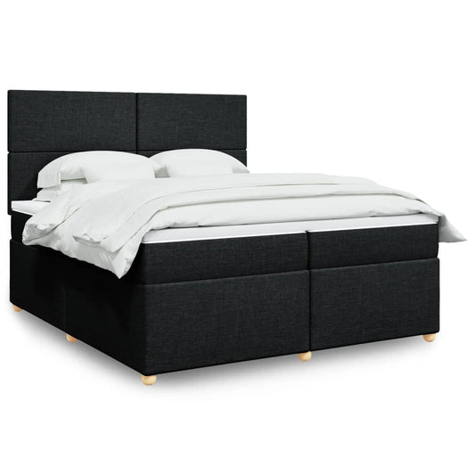 vidaXL Κρεβάτι Boxspring με Στρώμα Μαύρο 200x200 εκ. Υφασμάτινο