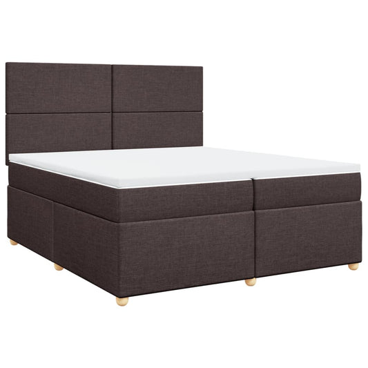 vidaXL Κρεβάτι Boxspring με Στρώμα Σκούρο Καφέ 200x200 εκ. Υφασμάτινο