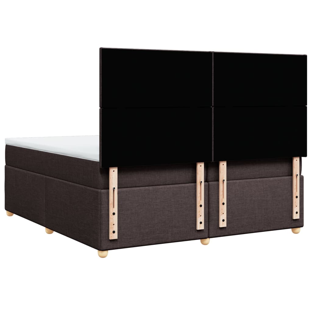 vidaXL Κρεβάτι Boxspring με Στρώμα Σκούρο Καφέ 200x200 εκ. Υφασμάτινο