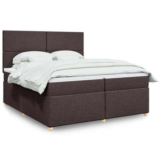 vidaXL Κρεβάτι Boxspring με Στρώμα Σκούρο Καφέ 200x200 εκ. Υφασμάτινο