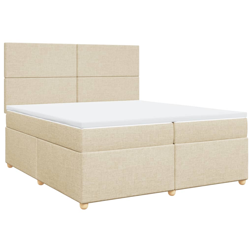 vidaXL Κρεβάτι Boxspring με Στρώμα Κρεμ 200x200 εκ. Υφασμάτινο