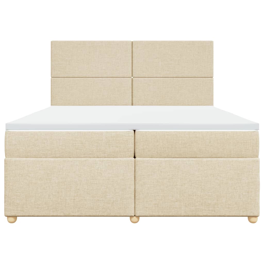 vidaXL Κρεβάτι Boxspring με Στρώμα Κρεμ 200x200 εκ. Υφασμάτινο