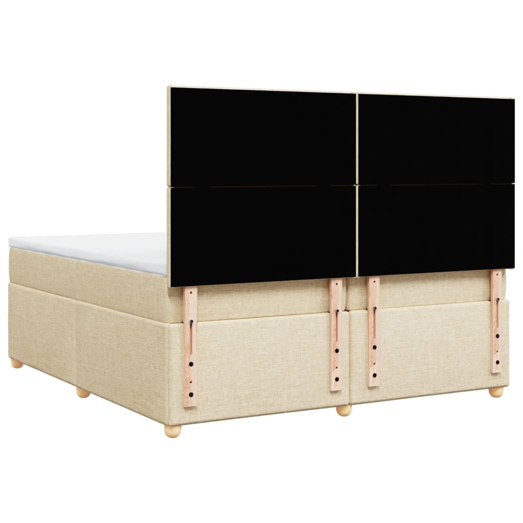 vidaXL Κρεβάτι Boxspring με Στρώμα Κρεμ 200x200 εκ. Υφασμάτινο