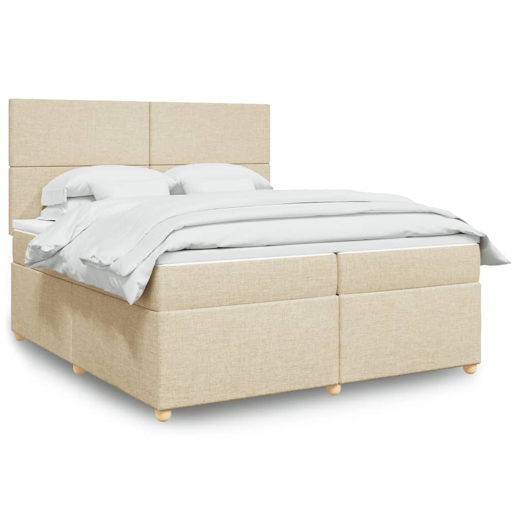 vidaXL Κρεβάτι Boxspring με Στρώμα Κρεμ 200x200 εκ. Υφασμάτινο