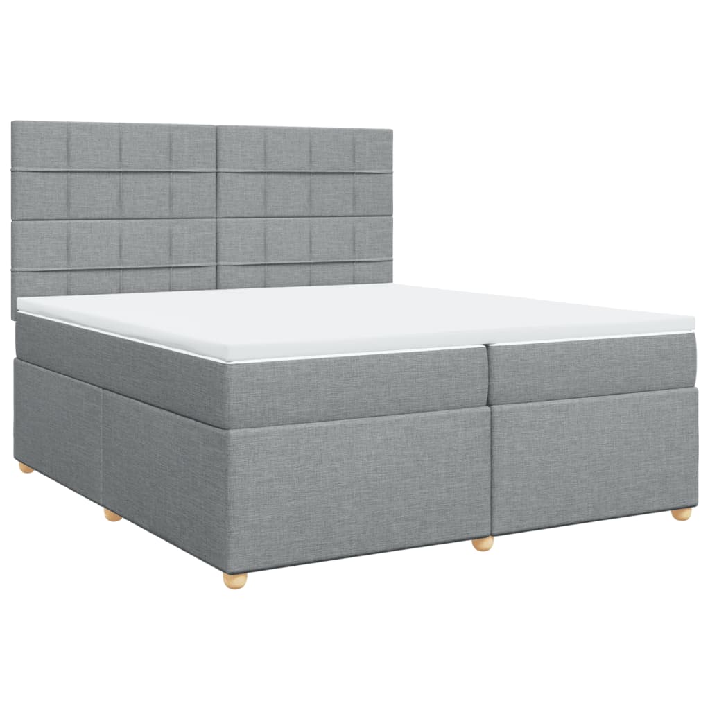 vidaXL Κρεβάτι Boxspring με Στρώμα Ανοιχτό Γκρι 200x200 εκ. Υφασμάτινο