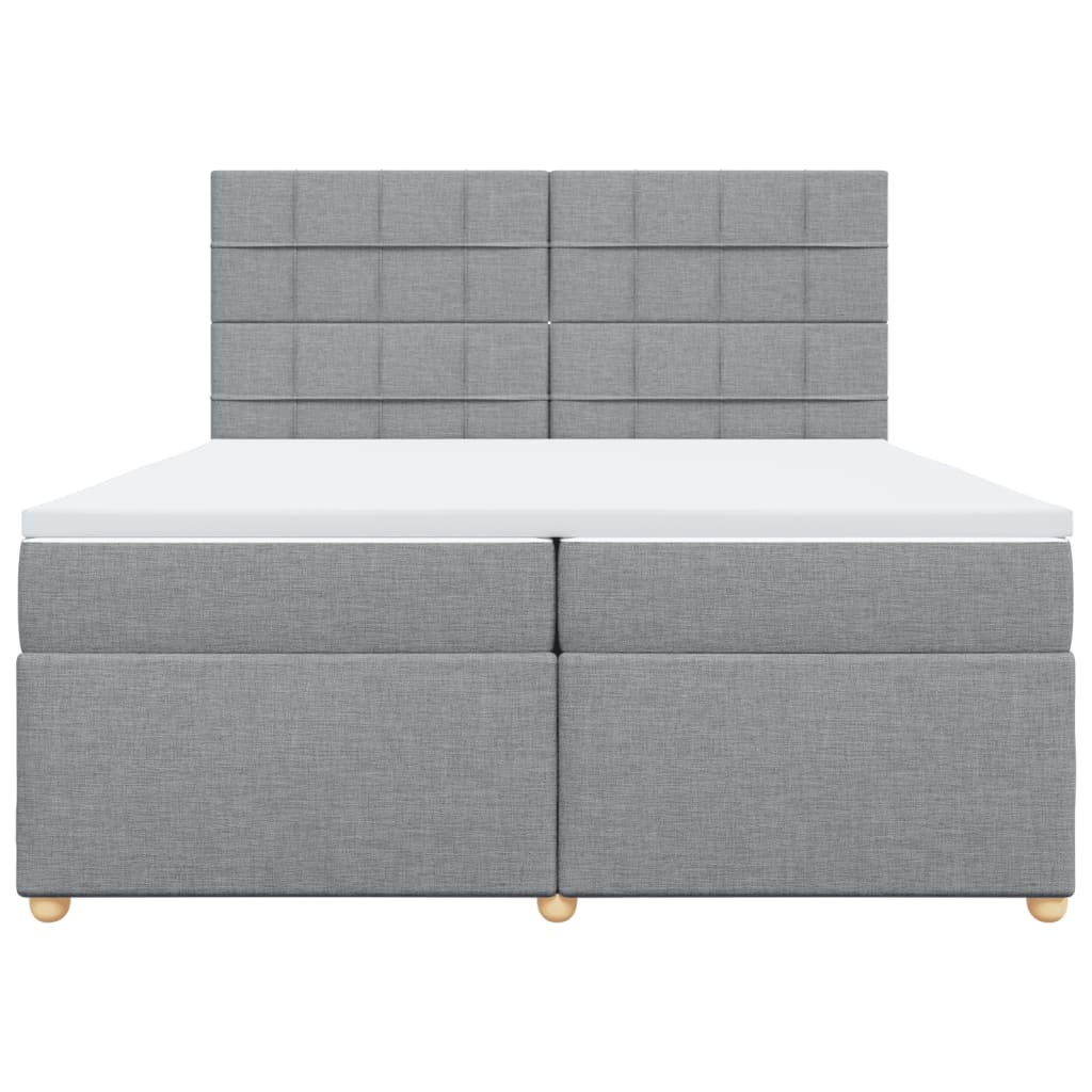 vidaXL Κρεβάτι Boxspring με Στρώμα Ανοιχτό Γκρι 200x200 εκ. Υφασμάτινο