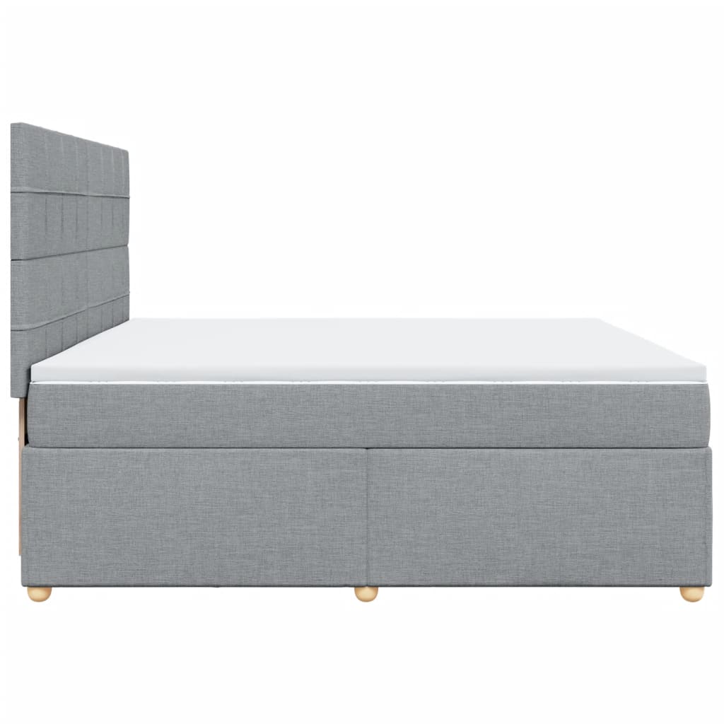 vidaXL Κρεβάτι Boxspring με Στρώμα Ανοιχτό Γκρι 200x200 εκ. Υφασμάτινο
