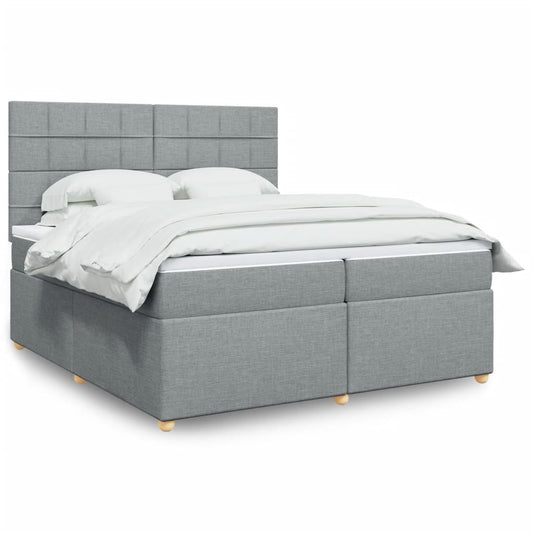 vidaXL Κρεβάτι Boxspring με Στρώμα Ανοιχτό Γκρι 200x200 εκ. Υφασμάτινο