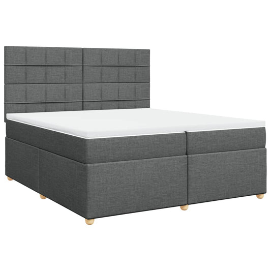 vidaXL Κρεβάτι Boxspring με Στρώμα Σκούρο Γκρι 200x200 εκ. Υφασμάτινο
