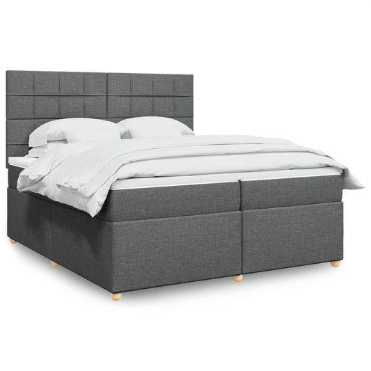 vidaXL Κρεβάτι Boxspring με Στρώμα Σκούρο Γκρι 200x200 εκ. Υφασμάτινο