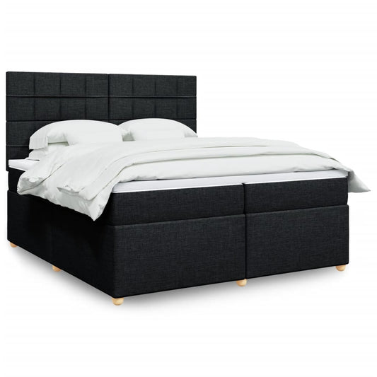 vidaXL Κρεβάτι Boxspring με Στρώμα Μαύρο 200x200 εκ. Υφασμάτινο
