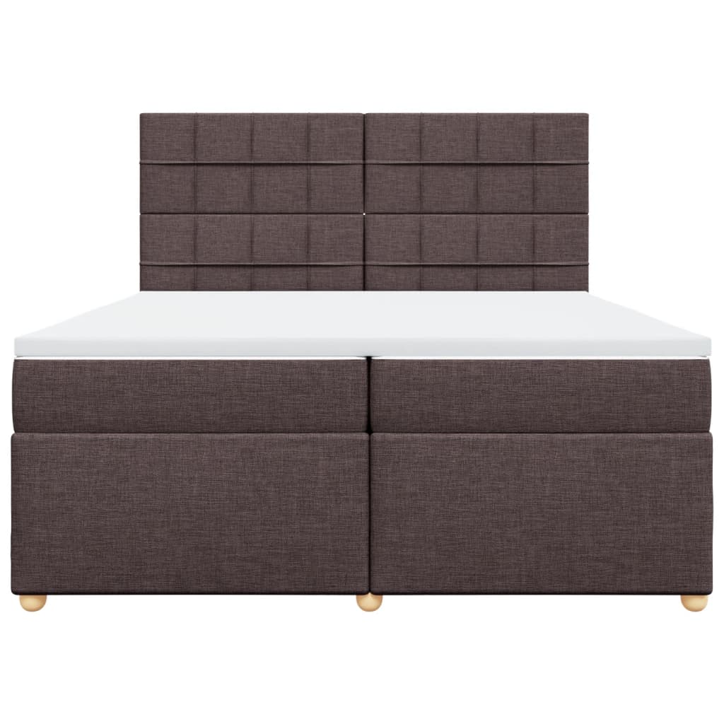 vidaXL Κρεβάτι Boxspring με Στρώμα Σκούρο Καφέ 200x200 εκ. Υφασμάτινο