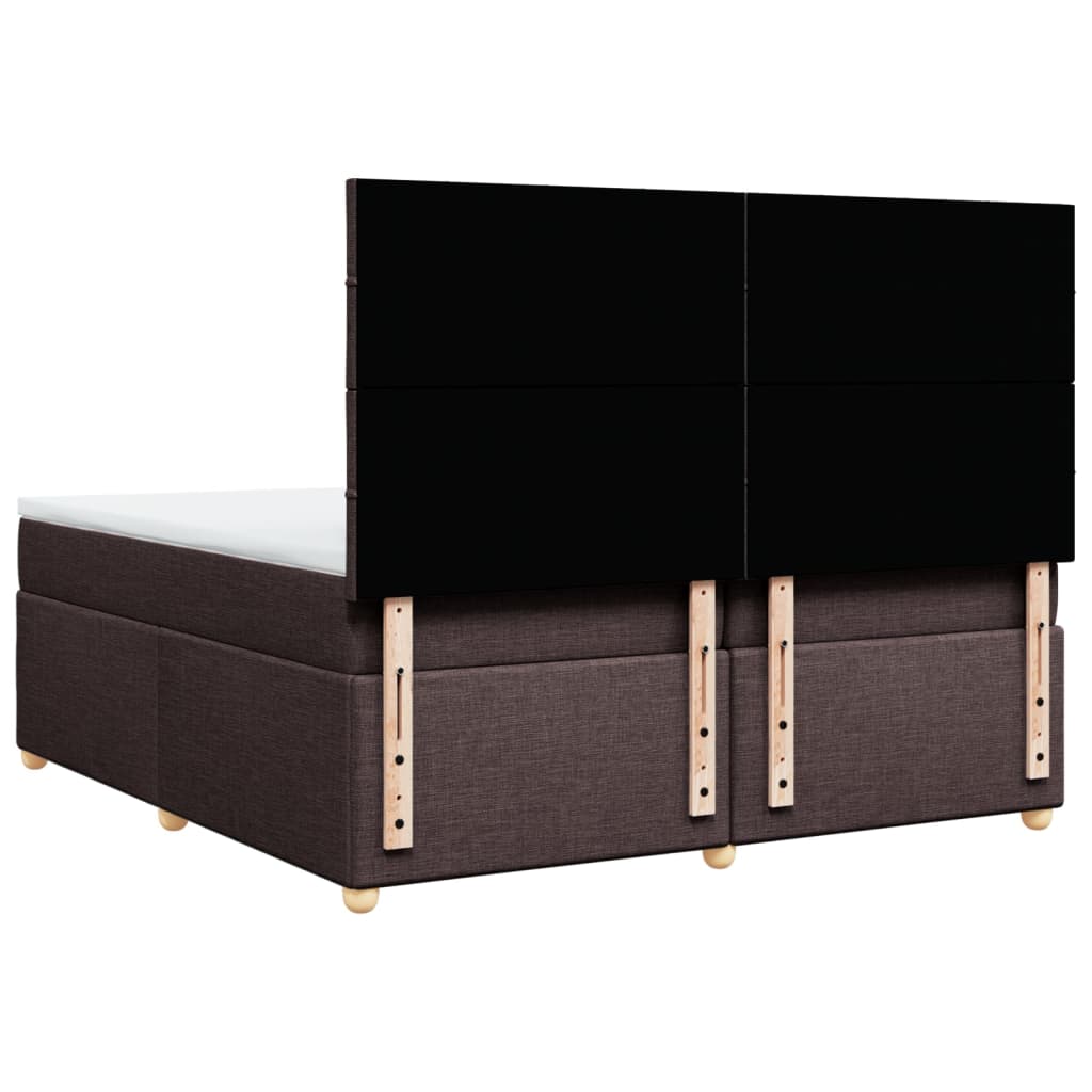 vidaXL Κρεβάτι Boxspring με Στρώμα Σκούρο Καφέ 200x200 εκ. Υφασμάτινο