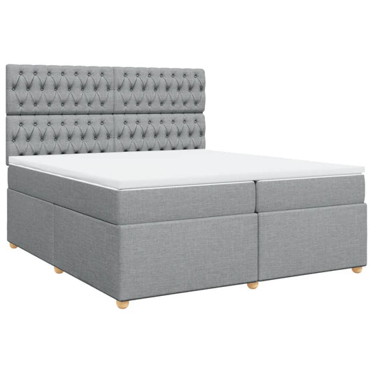 vidaXL Κρεβάτι Boxspring με Στρώμα Ανοιχτό Γκρι 200x200 εκ. Υφασμάτινο