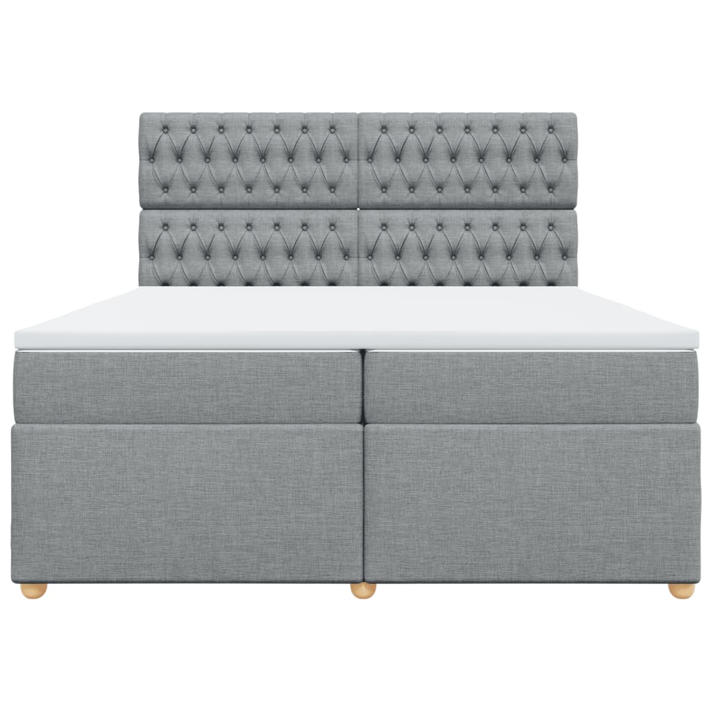vidaXL Κρεβάτι Boxspring με Στρώμα Ανοιχτό Γκρι 200x200 εκ. Υφασμάτινο