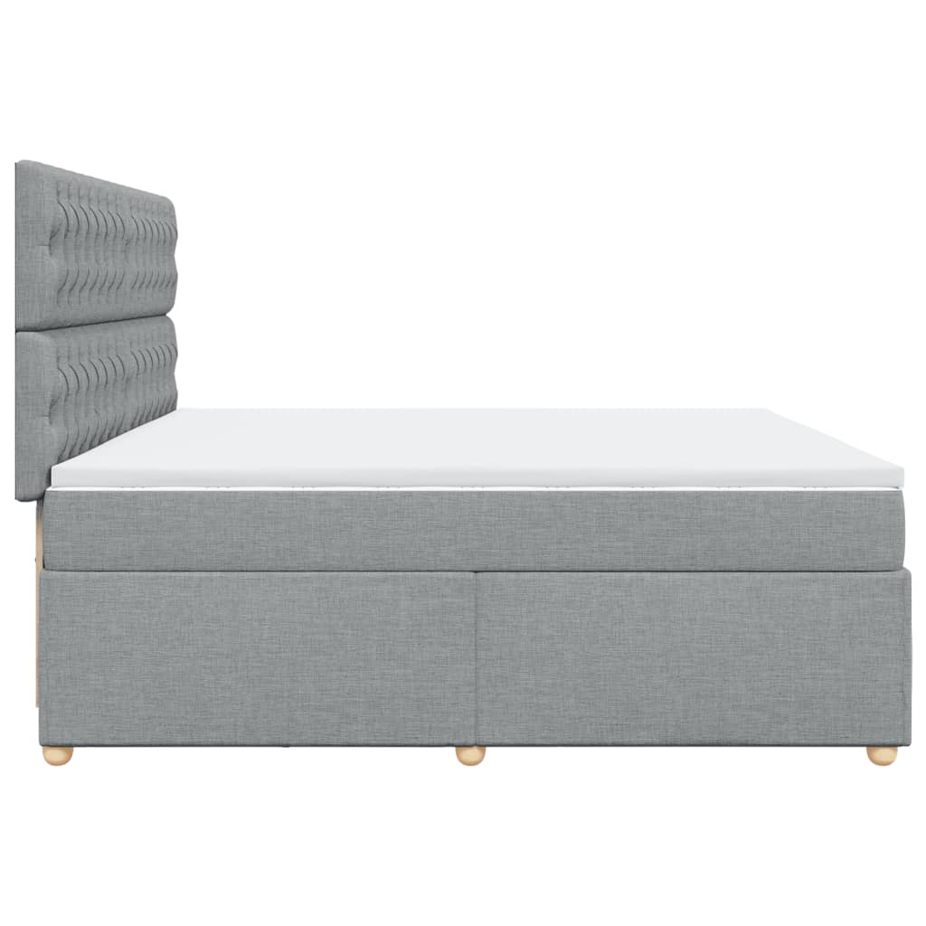 vidaXL Κρεβάτι Boxspring με Στρώμα Ανοιχτό Γκρι 200x200 εκ. Υφασμάτινο