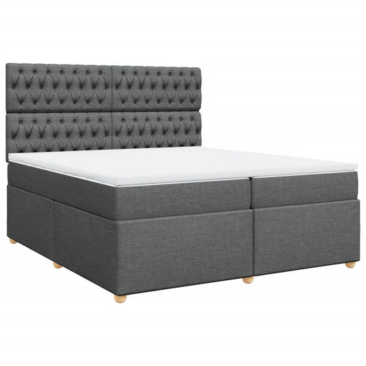 vidaXL Κρεβάτι Boxspring με Στρώμα Σκούρο Γκρι 200x200 εκ. Υφασμάτινο