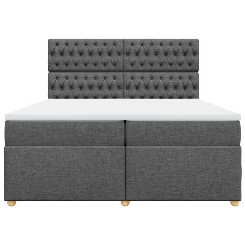 vidaXL Κρεβάτι Boxspring με Στρώμα Σκούρο Γκρι 200x200 εκ. Υφασμάτινο