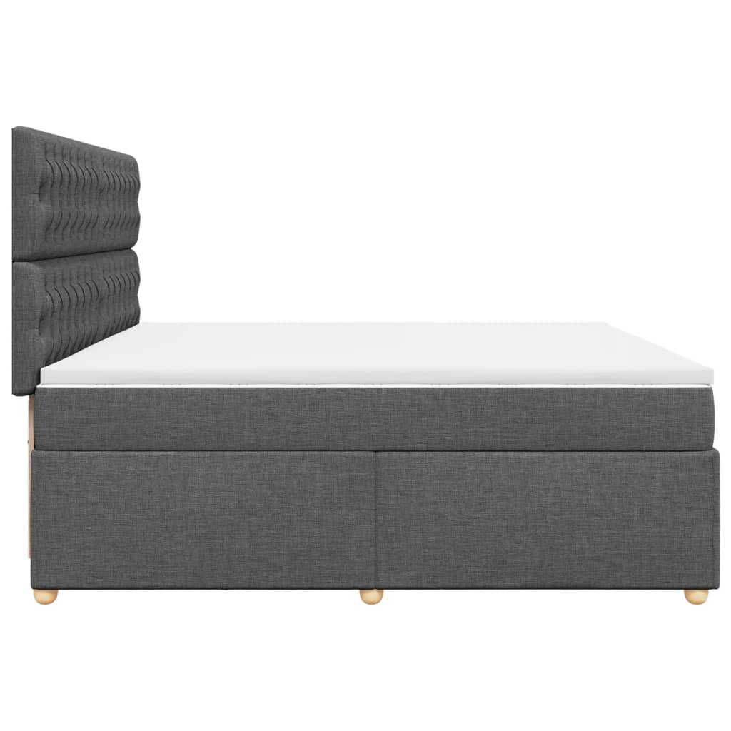 vidaXL Κρεβάτι Boxspring με Στρώμα Σκούρο Γκρι 200x200 εκ. Υφασμάτινο