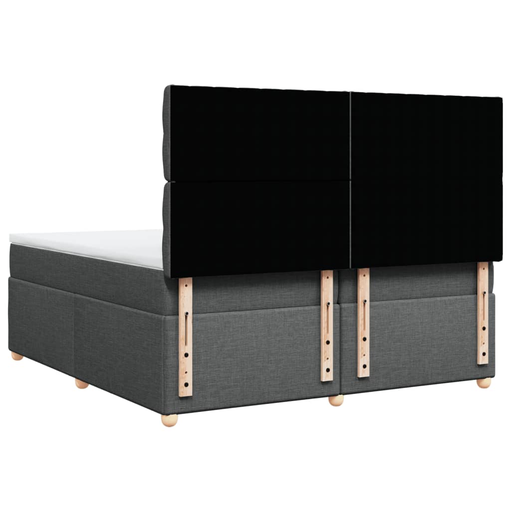 vidaXL Κρεβάτι Boxspring με Στρώμα Σκούρο Γκρι 200x200 εκ. Υφασμάτινο