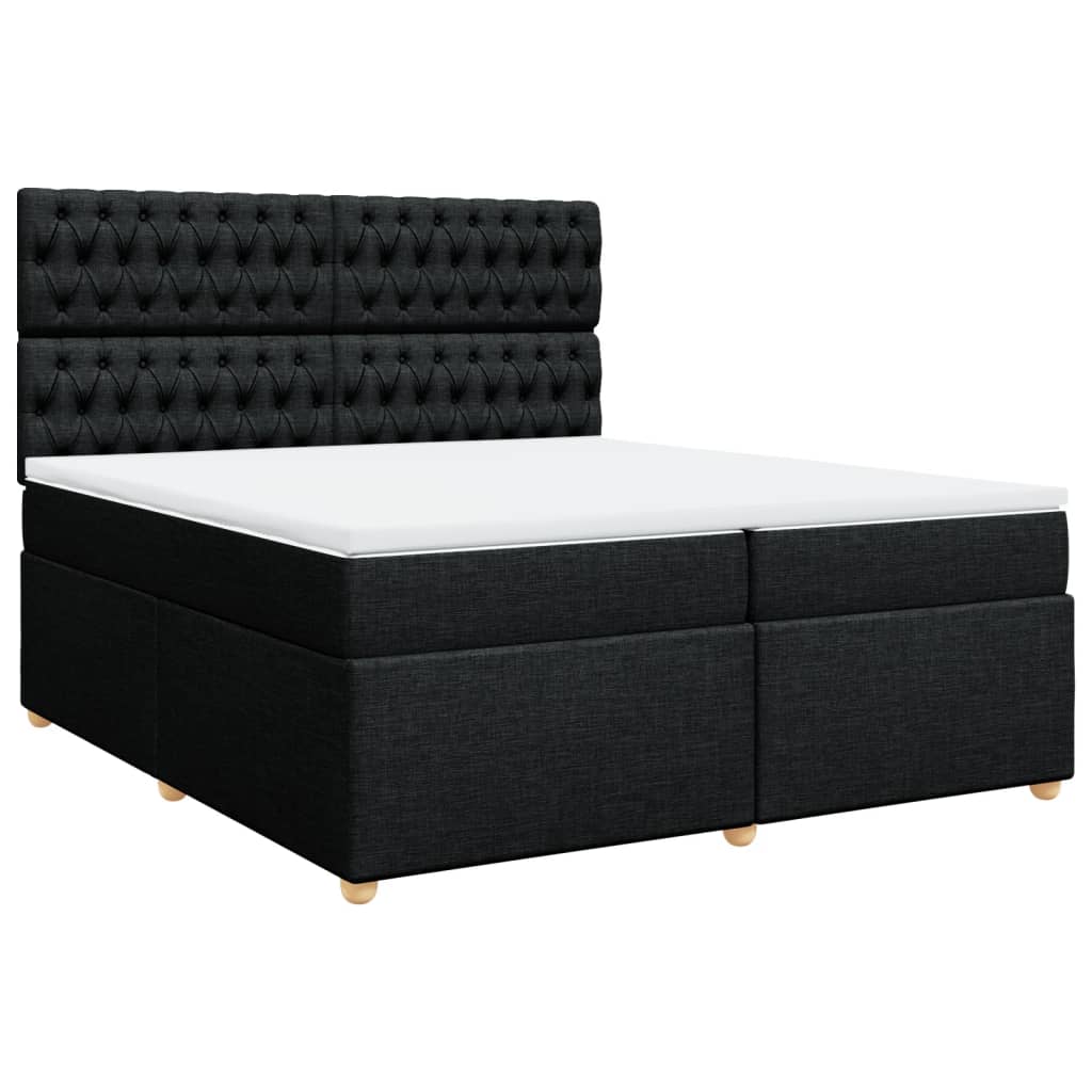 vidaXL Κρεβάτι Boxspring με Στρώμα Μαύρο 200x200 εκ. Υφασμάτινο