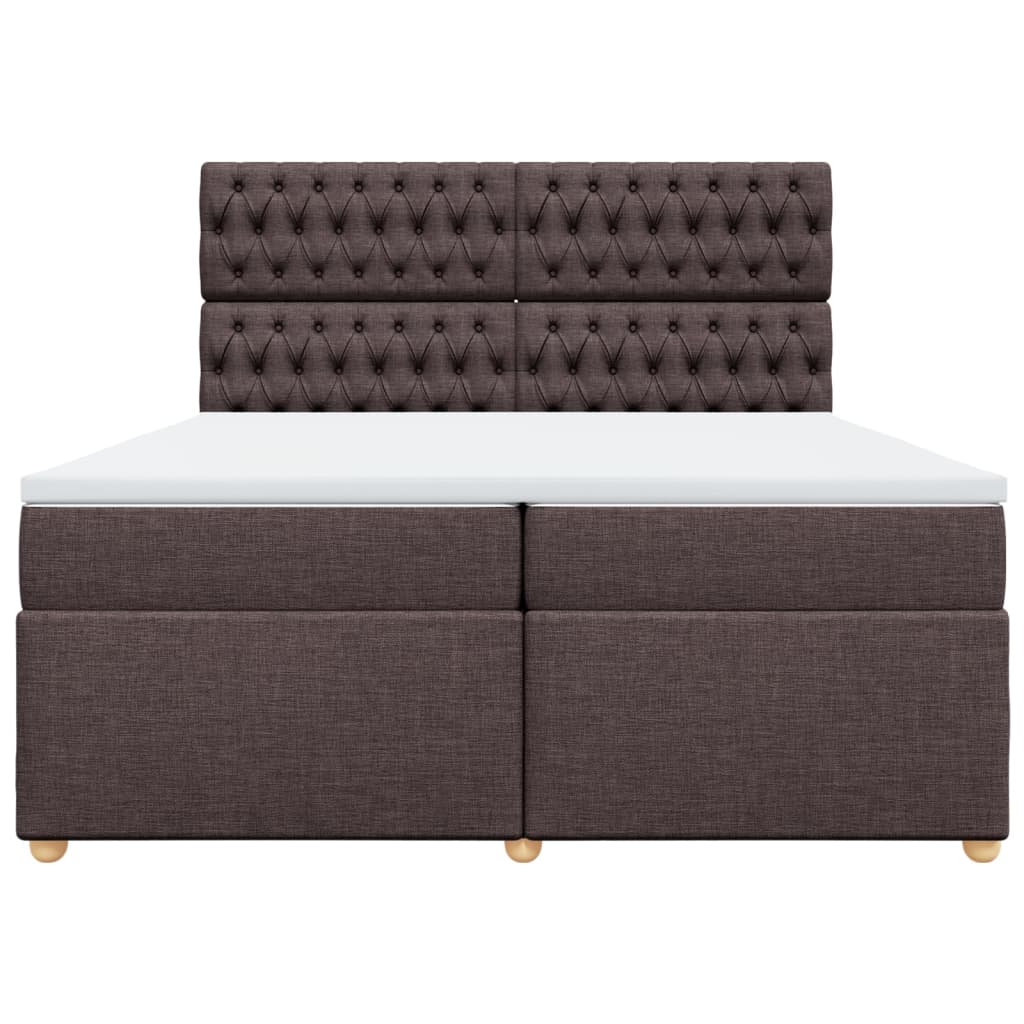 vidaXL Κρεβάτι Boxspring με Στρώμα Σκούρο Καφέ 200x200 εκ. Υφασμάτινο