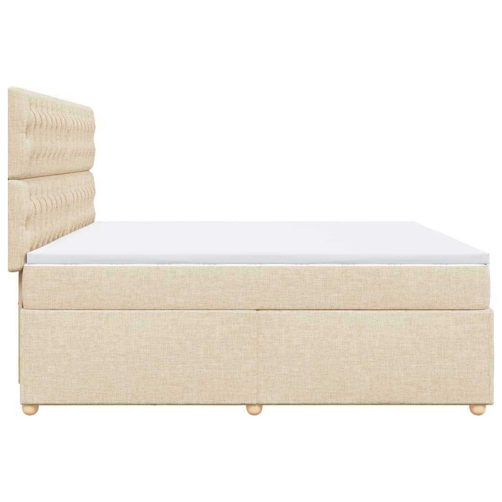 vidaXL Κρεβάτι Boxspring με Στρώμα Κρεμ 200x200 εκ. Υφασμάτινο