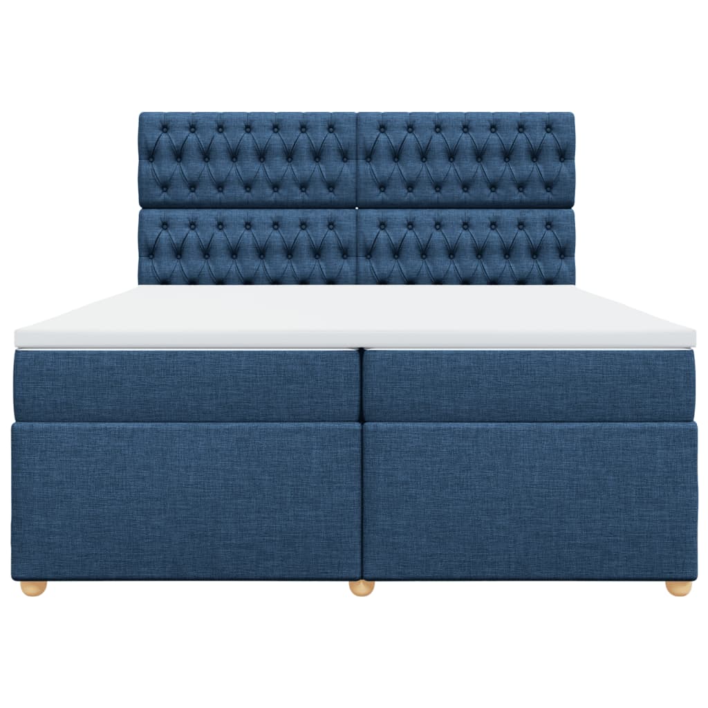 vidaXL Κρεβάτι Boxspring με Στρώμα Μπλε 200x200 εκ. Υφασμάτινο