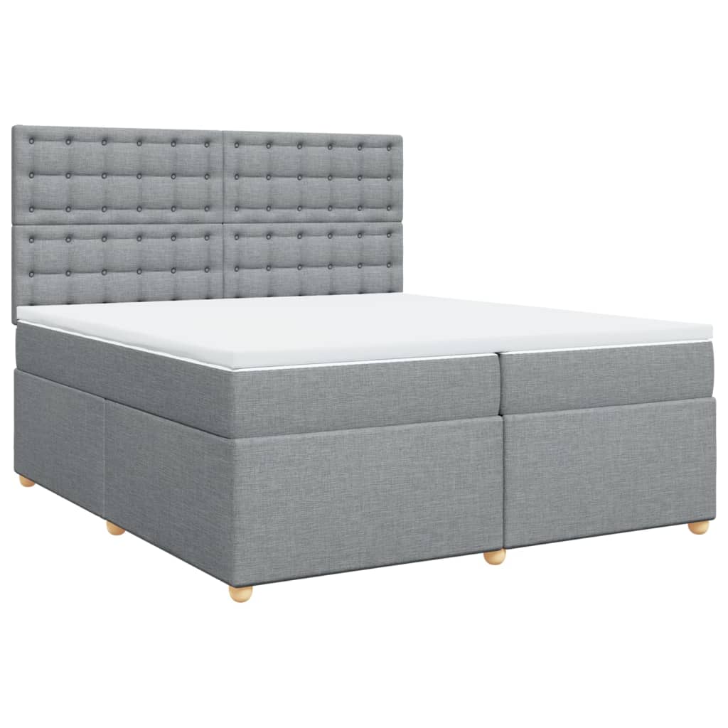 vidaXL Κρεβάτι Boxspring με Στρώμα Ανοιχτό Γκρι 200x200 εκ. Υφασμάτινο