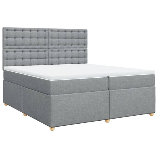 vidaXL Κρεβάτι Boxspring με Στρώμα Ανοιχτό Γκρι 200x200 εκ. Υφασμάτινο