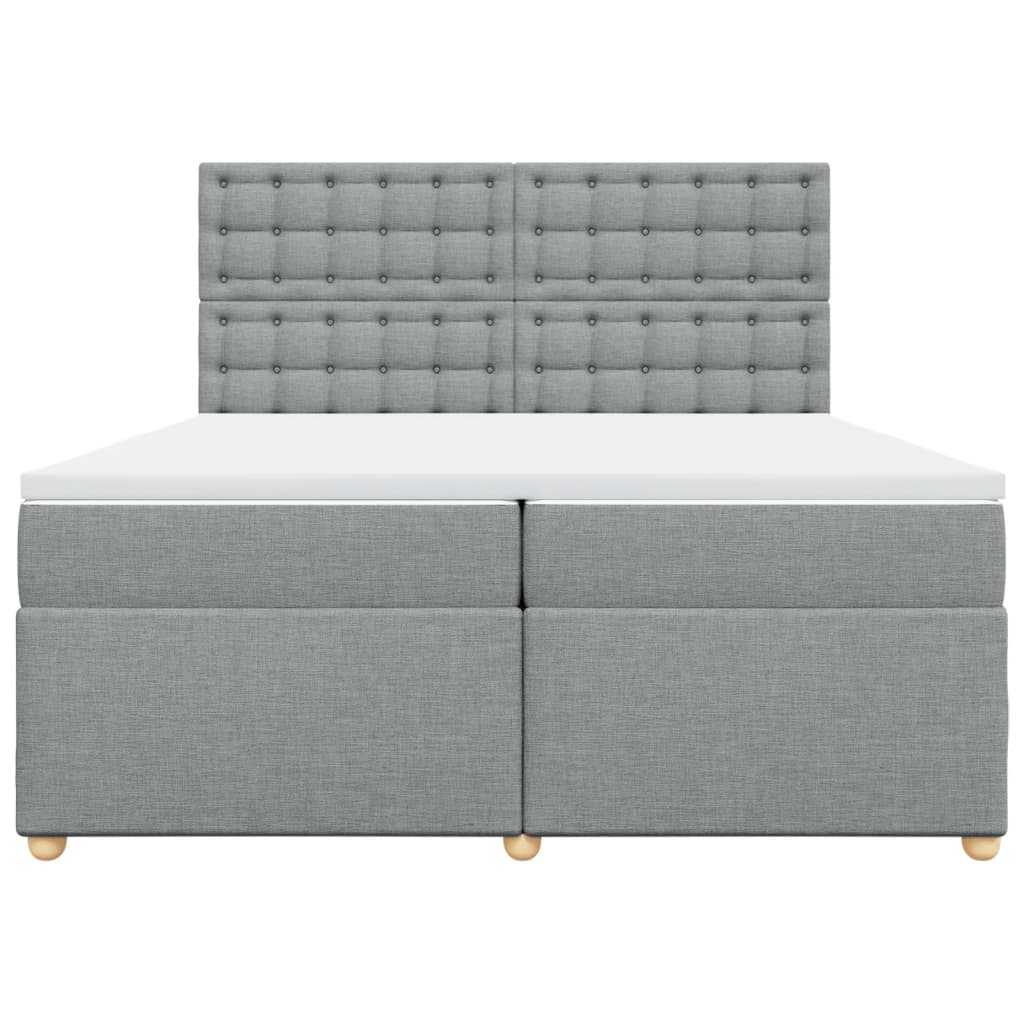 vidaXL Κρεβάτι Boxspring με Στρώμα Ανοιχτό Γκρι 200x200 εκ. Υφασμάτινο