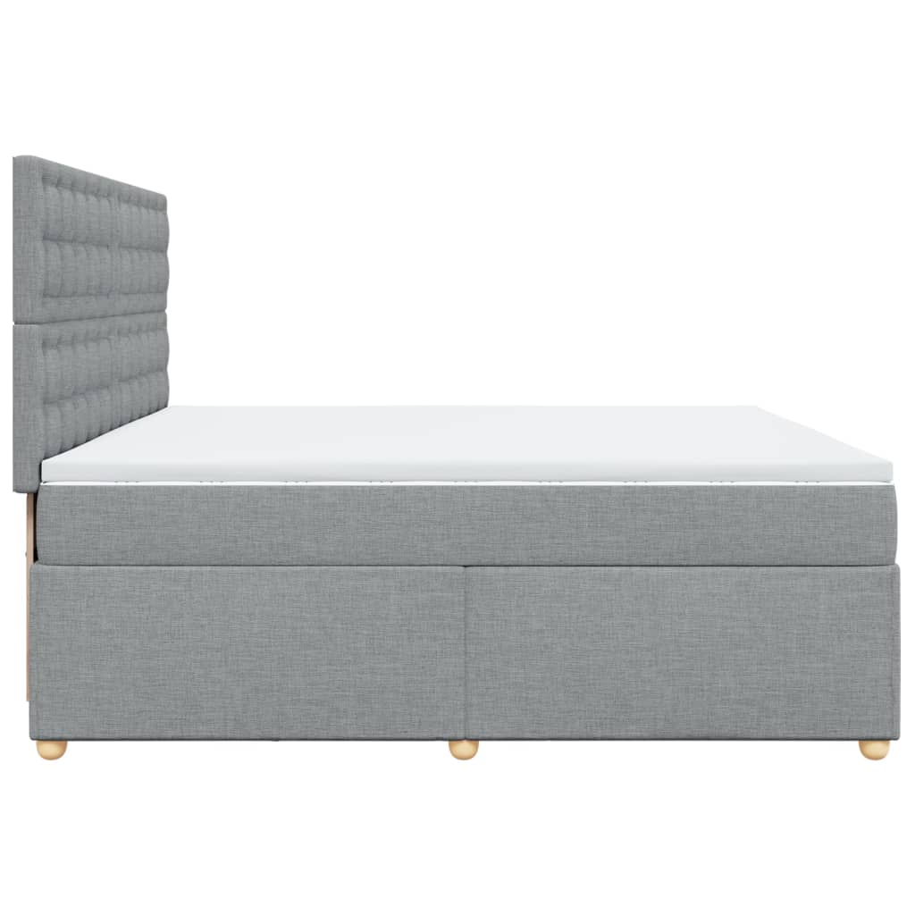 vidaXL Κρεβάτι Boxspring με Στρώμα Ανοιχτό Γκρι 200x200 εκ. Υφασμάτινο