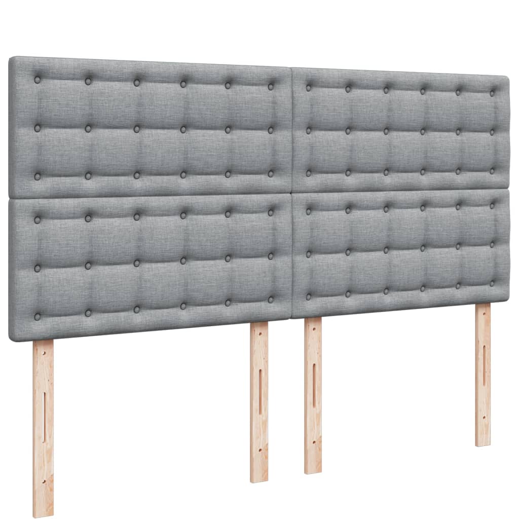 vidaXL Κρεβάτι Boxspring με Στρώμα Ανοιχτό Γκρι 200x200 εκ. Υφασμάτινο