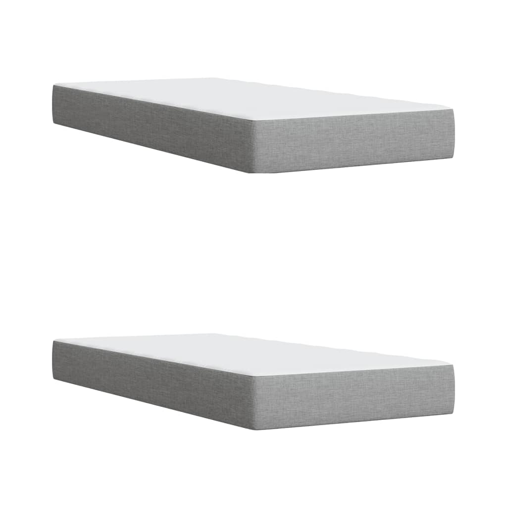 vidaXL Κρεβάτι Boxspring με Στρώμα Ανοιχτό Γκρι 200x200 εκ. Υφασμάτινο