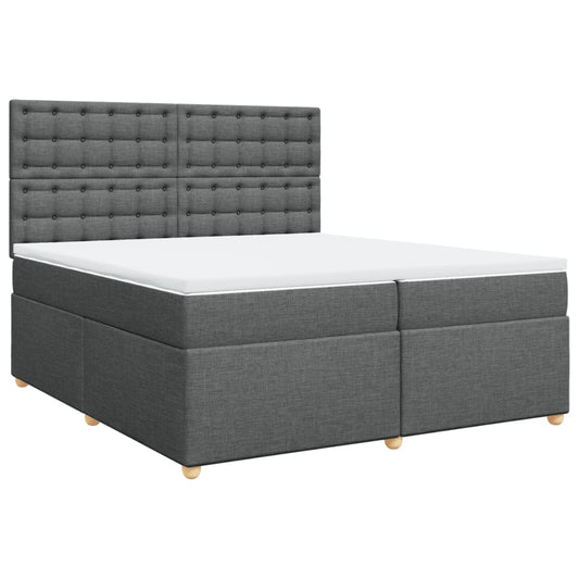 vidaXL Κρεβάτι Boxspring με Στρώμα Σκούρο Γκρι 200x200 εκ. Υφασμάτινο