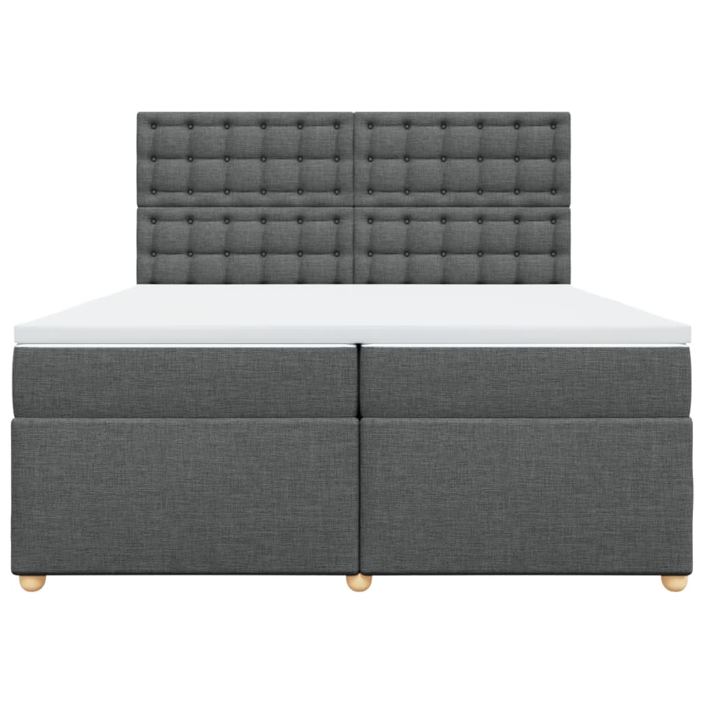 vidaXL Κρεβάτι Boxspring με Στρώμα Σκούρο Γκρι 200x200 εκ. Υφασμάτινο