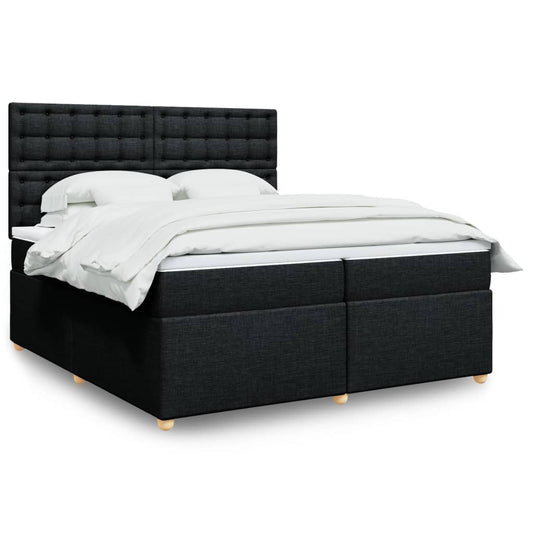 vidaXL Κρεβάτι Boxspring με Στρώμα Μαύρο 200x200 εκ. Υφασμάτινο