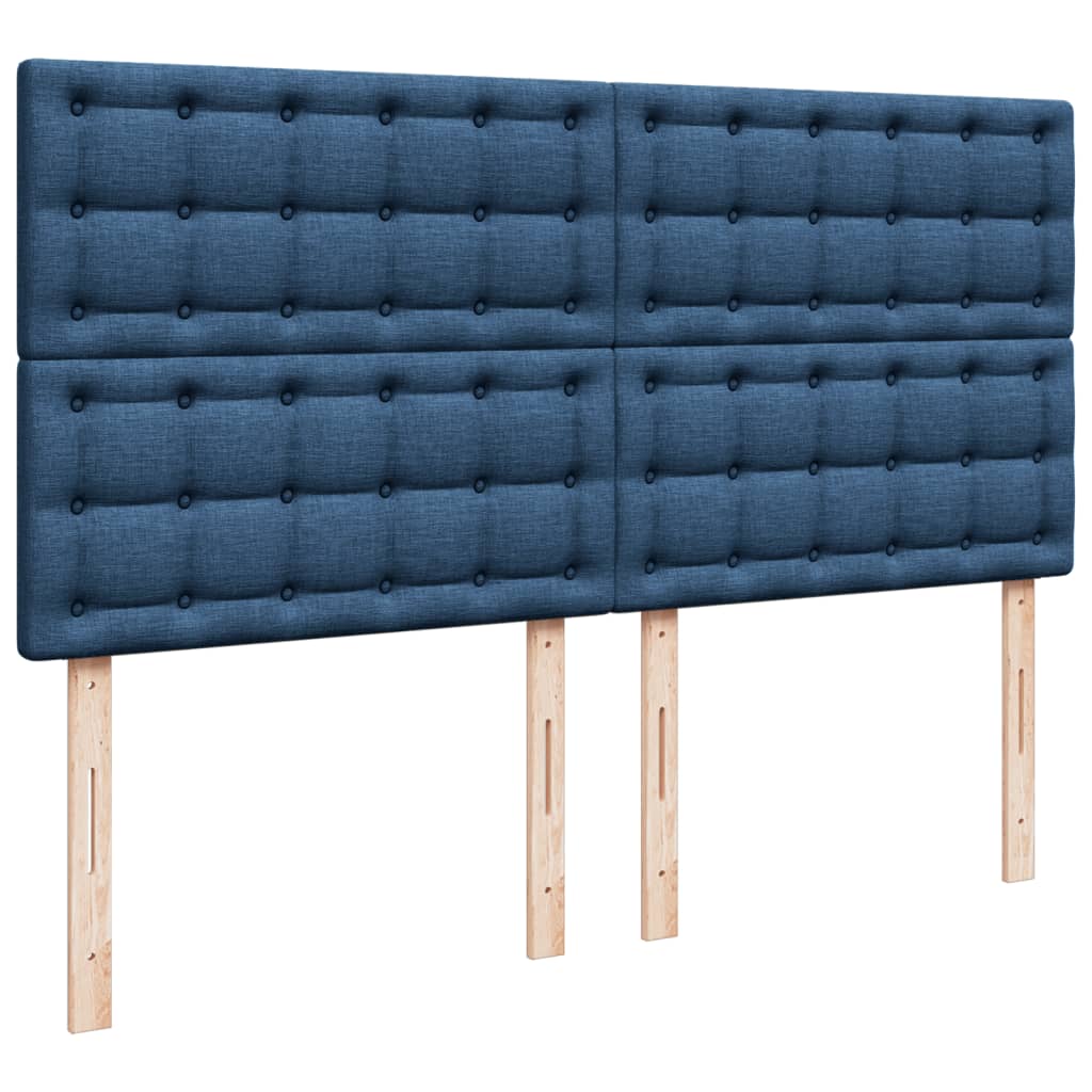 vidaXL Κρεβάτι Boxspring με Στρώμα Μπλε 200x200 εκ. Υφασμάτινο