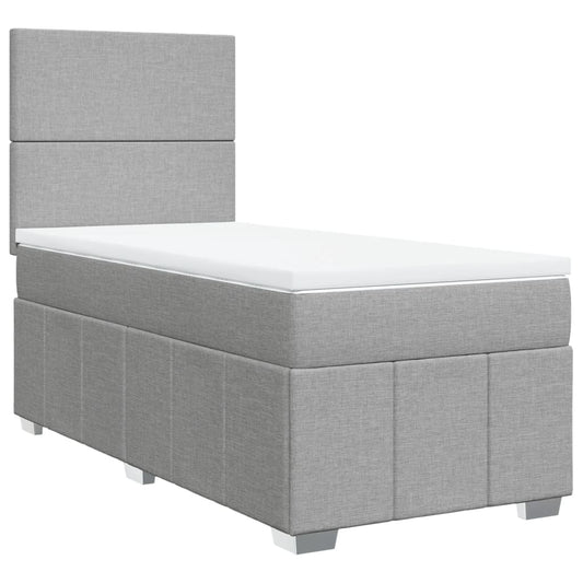 vidaXL Κρεβάτι Boxspring με Στρώμα Ανοιχτό Γκρι 80x200 εκ. Υφασμάτινο