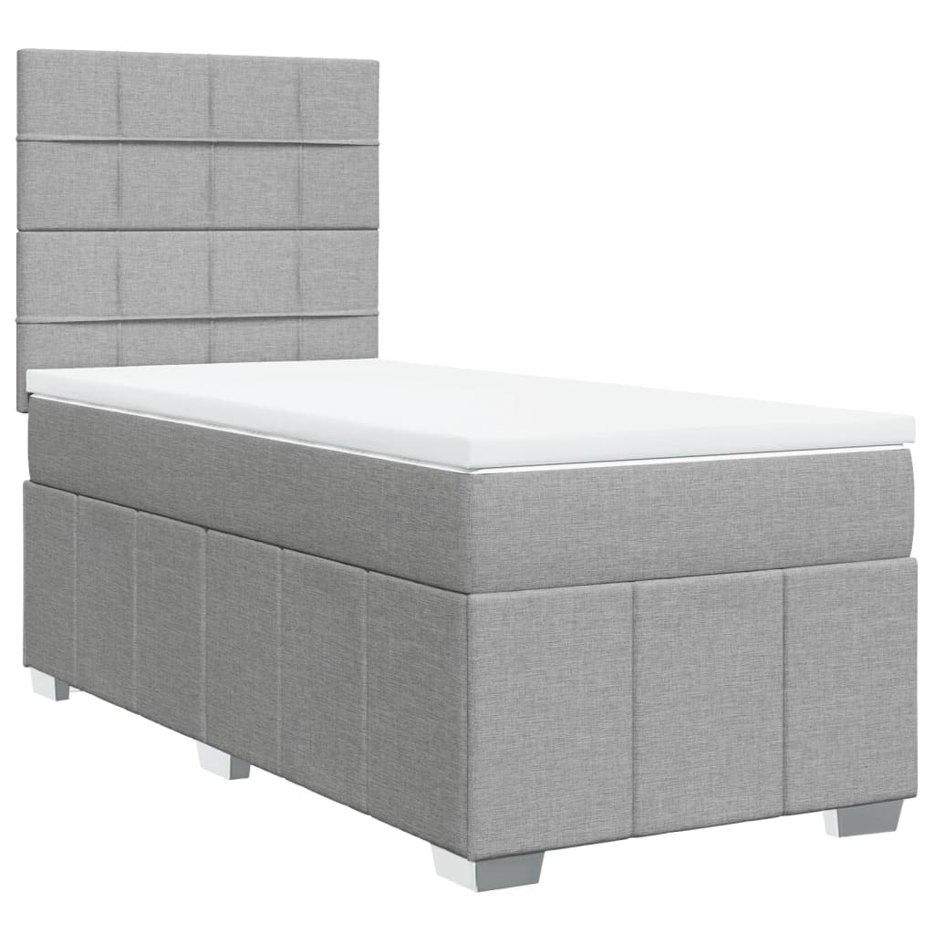 vidaXL Κρεβάτι Boxspring με Στρώμα Ανοιχτό Γκρι 80x200 εκ. Υφασμάτινο