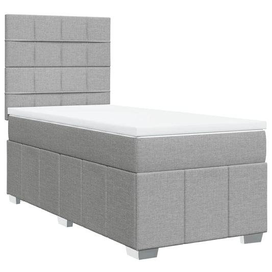 vidaXL Κρεβάτι Boxspring με Στρώμα Ανοιχτό Γκρι 80x200 εκ. Υφασμάτινο