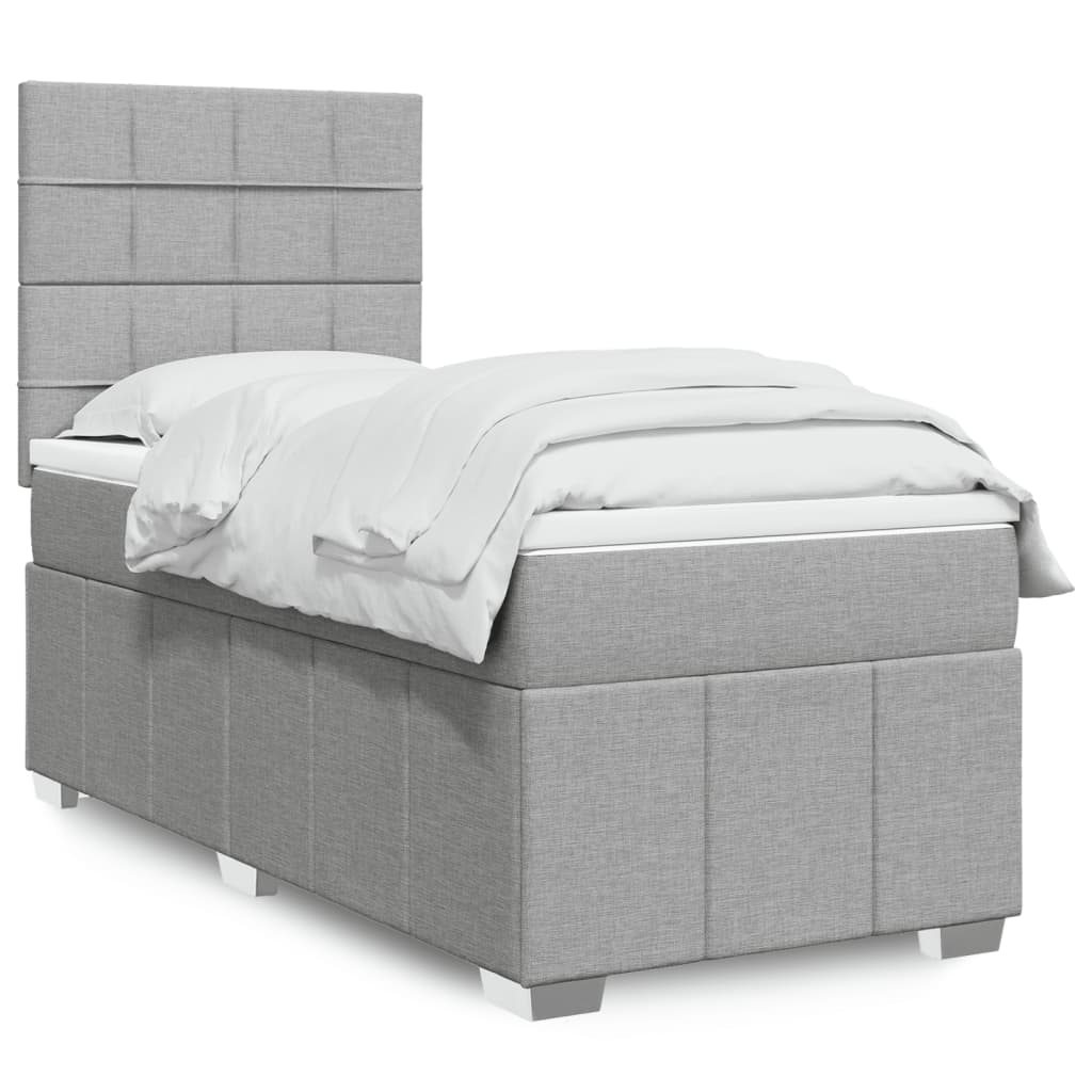 vidaXL Κρεβάτι Boxspring με Στρώμα Ανοιχτό Γκρι 80x200 εκ. Υφασμάτινο