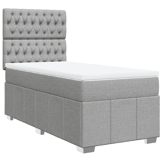 vidaXL Κρεβάτι Boxspring με Στρώμα Ανοιχτό Γκρι 80x200 εκ. Υφασμάτινο